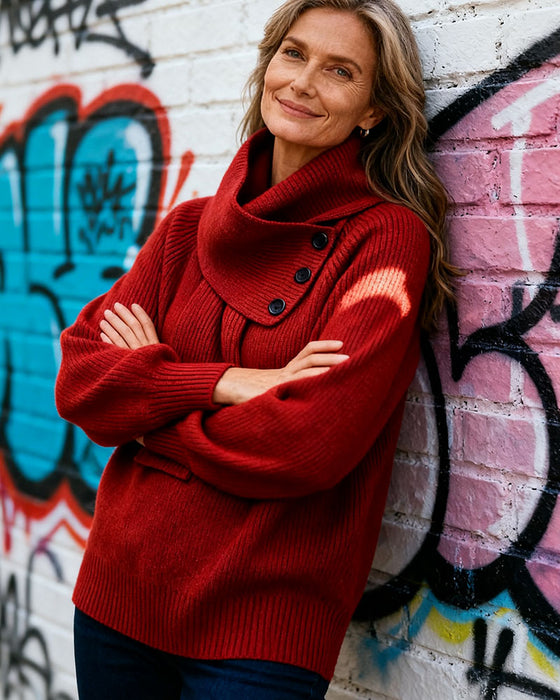 Tröja Halsdukskrage Mode Enfärgad