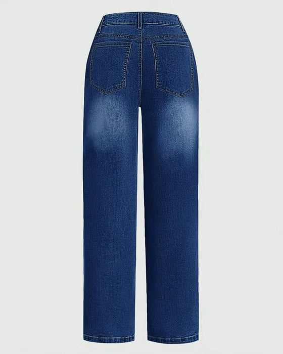 Jeans Multi-Knapp Tvättad Lös