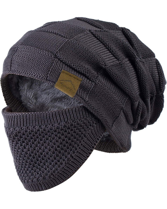 Stickad Mössa Mask Set Vinter Mössa Ansikte Öra Skydd