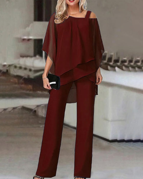 Tvådelat Set Off-Shoulder Fladdermusärm