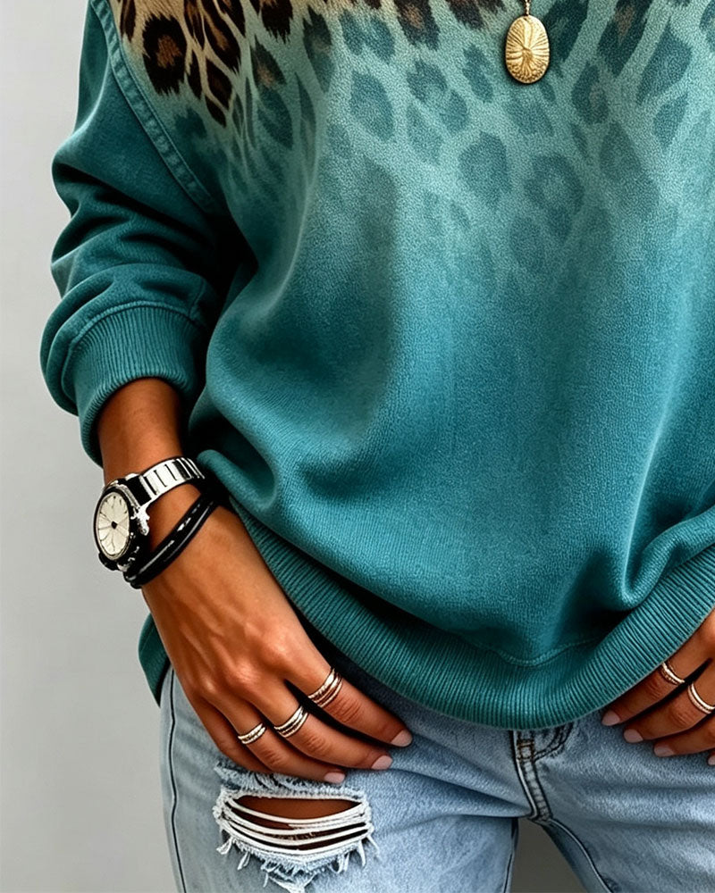 Top Gradient Off-axel Leopard Tryck
