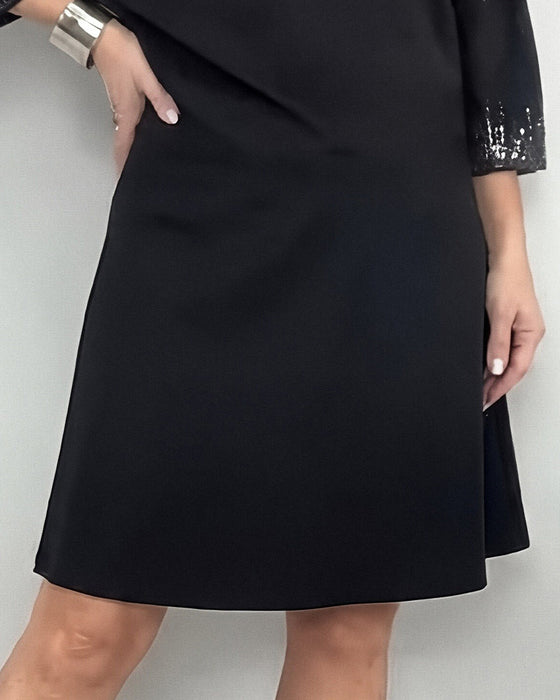 Trekvartsärmad Klänning Med Strasstenar