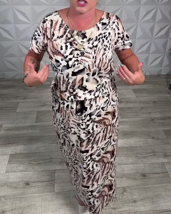 Klänning Rund Hals Zebramönster