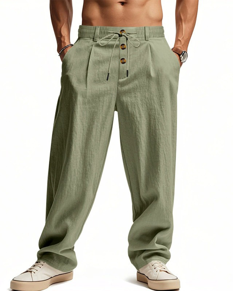 Byxor Casual Enfärgad Raka Ben