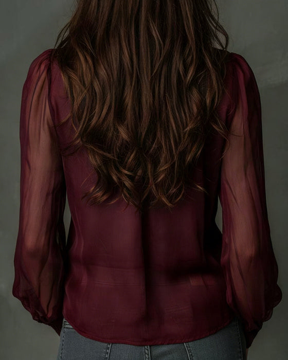 Blus Halv-blixtlås Nätlångärmad