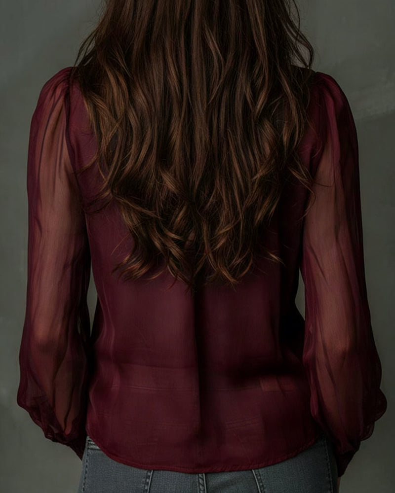 Blus Halv-blixtlås Nätlångärmad