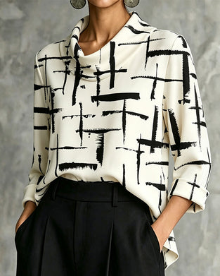 Blus Mock Cowl Neck Kors Mönster
