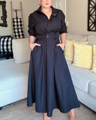 Skjorta Klänning Lapel Midja