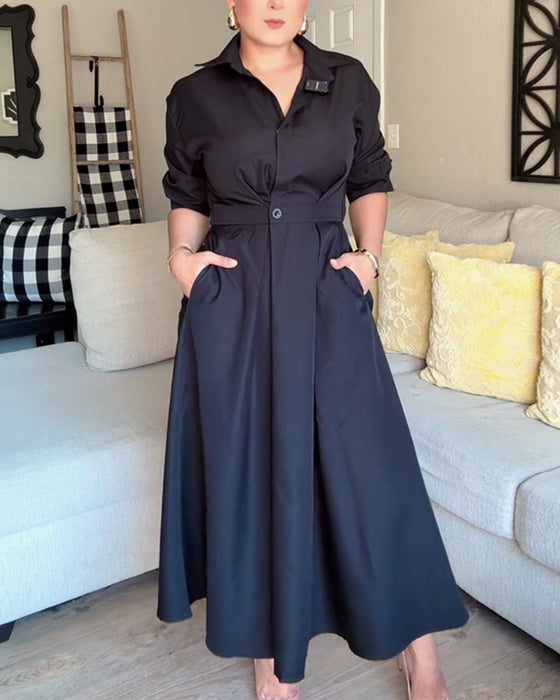 Skjorta Klänning Lapel Midja