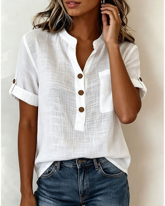 Blus Halv-Cardigan Kortärmad