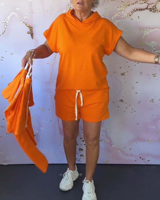 Lös huva set med enfärgad och kortärmad