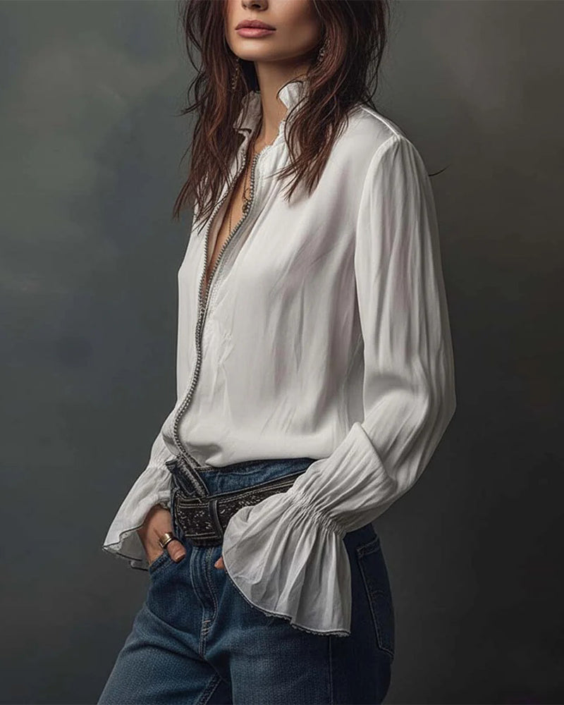 Blus Ståkrage Klocksärm