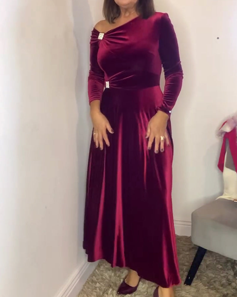 Klänning Stilfull Sammets Metallspännen