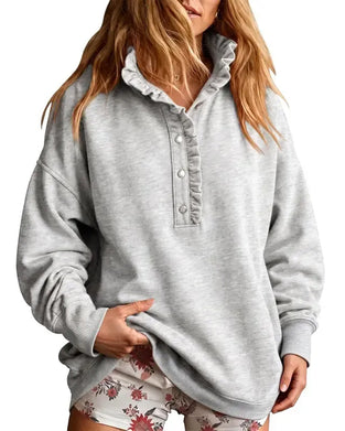 Sweatshirt Krås Knäppt Långärmad Lössittande