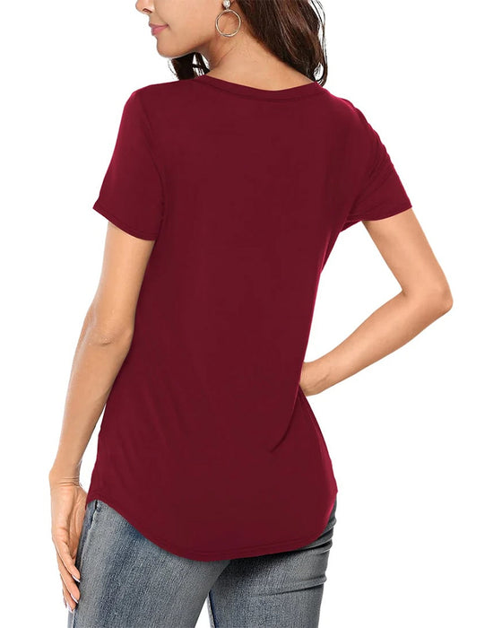 T-Shirt Oregelbunden V-Hals Casual