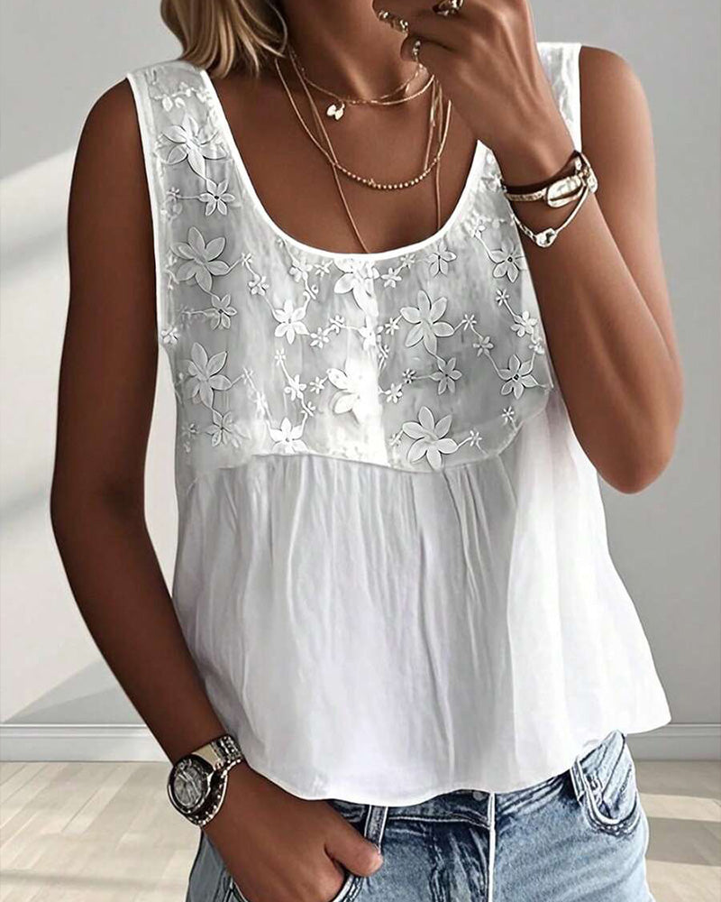 Tank Top U-Hals Ärmlös Solid