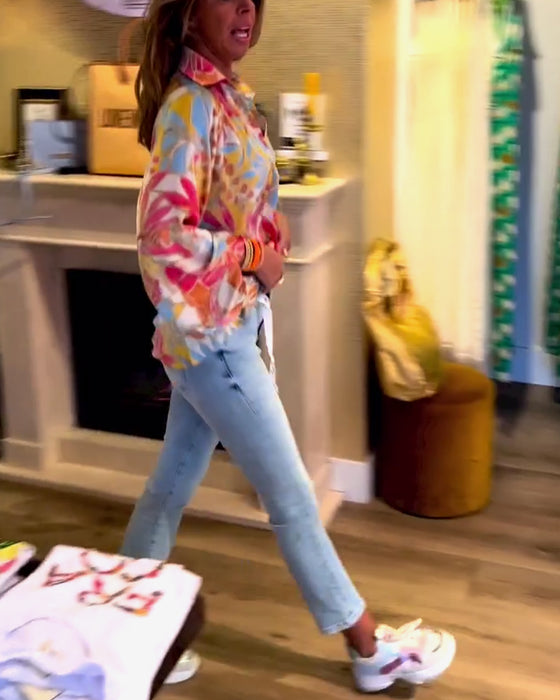 Lapeltryckt långärmad topp