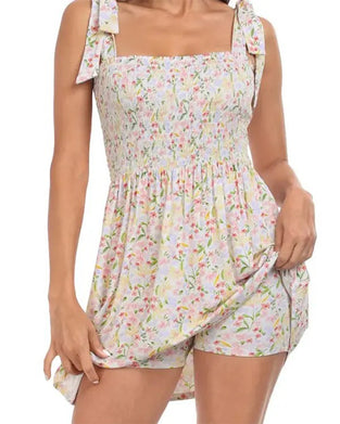 Klänning Dam Blommig Mini Med Inbyggda Shorts