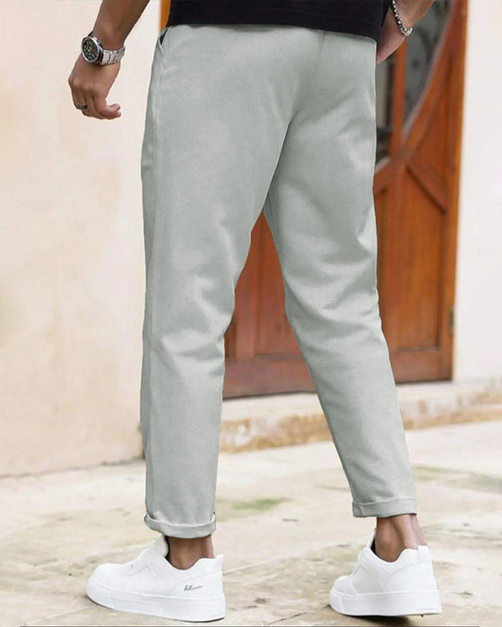 Herr Byxa Enfärgad Dragsko Slim Fit Croppad