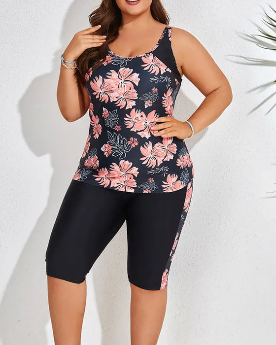 Semester Tryckt Ärmlös Tankini