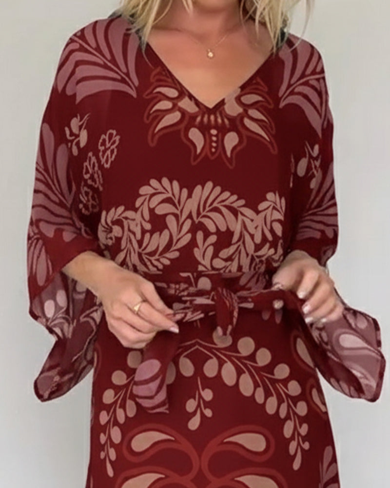 Klänning Bohemisk V-ringad Lössittande