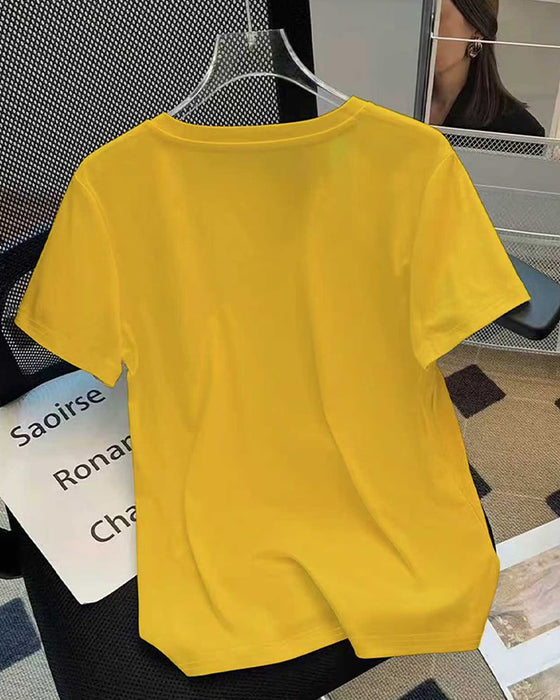 T-Shirt V-Hals Enkel Solid