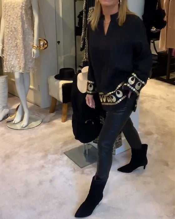 Blus Positionerad Tryckt Lössittande