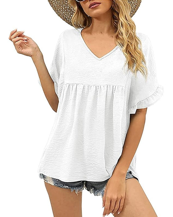 Blus Casual Rynkad Loose Fit