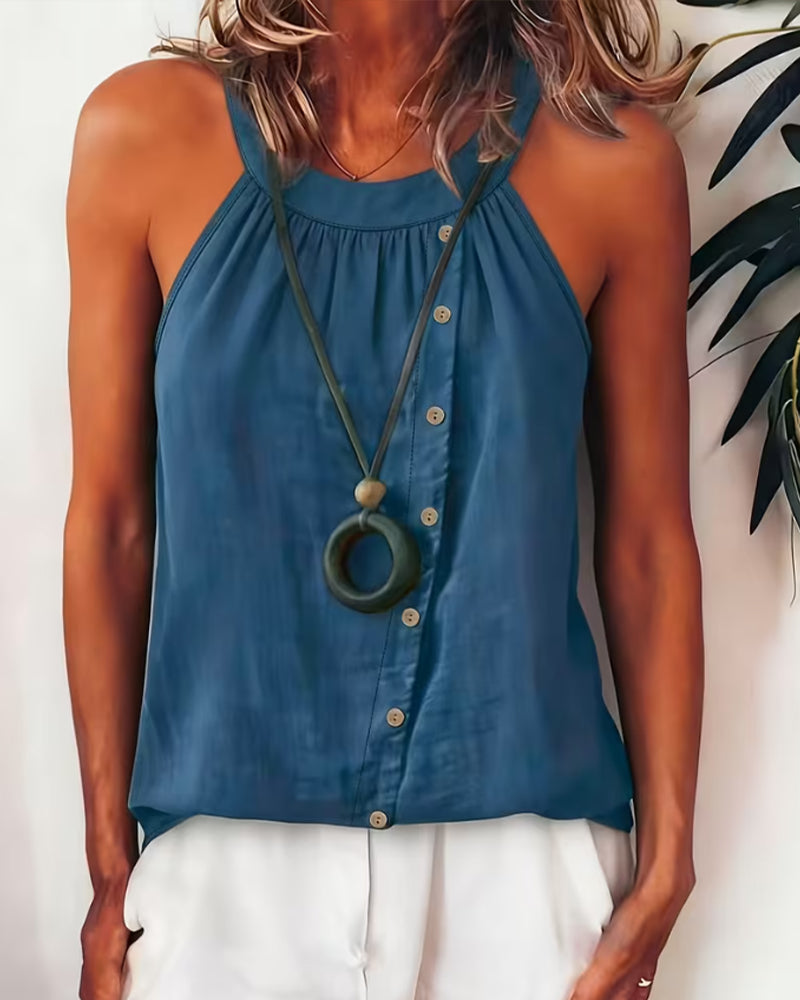 Cami Topp Knapp Halsrem Casual