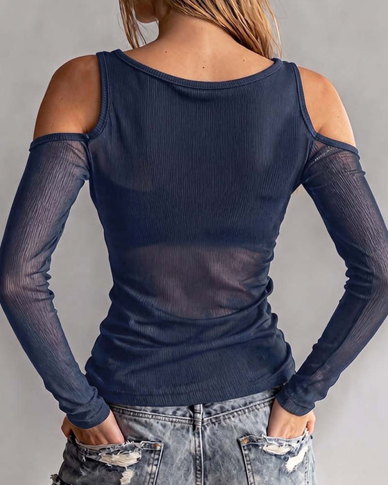 Blus Kors Och Tvärs V-Hals Off-Shoulder