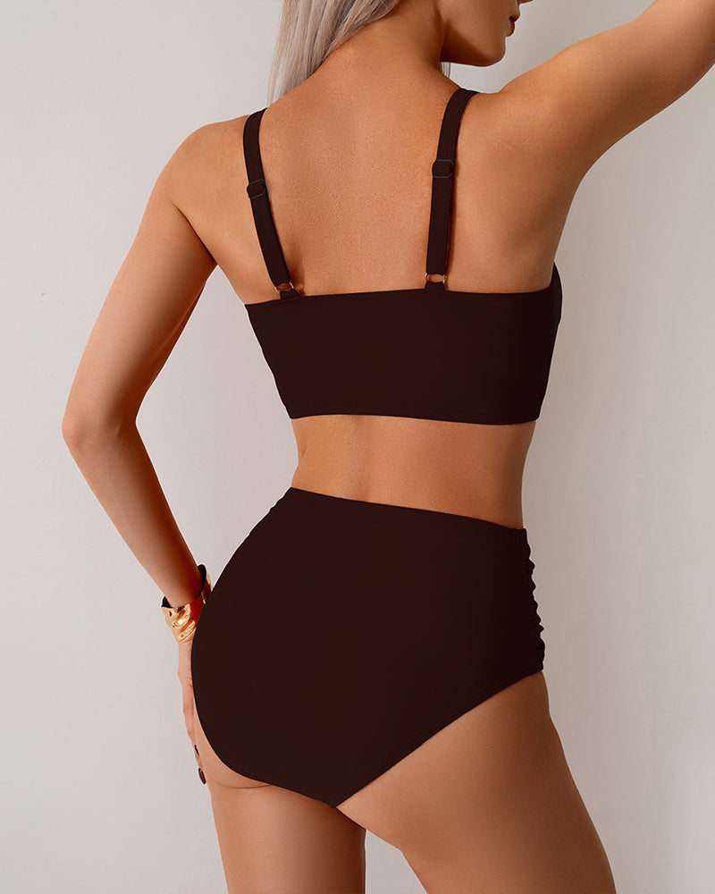 Bikini Enfärgad Knut Hög Midja Sexig