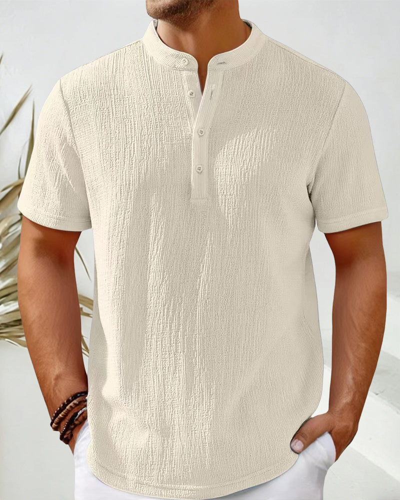 Skjorta Enfärgad Lös Henley