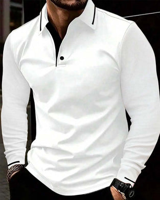 T-Shirt V-Hals Räfflad Solid Färg Herr