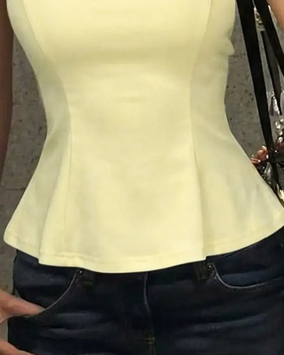 Tank Tops Halsringning Fyrkantig Hals Chic