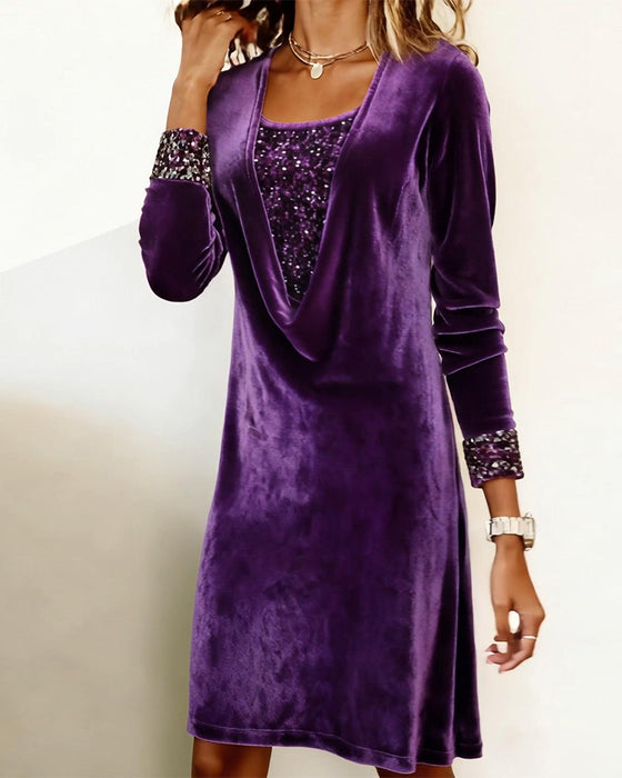 Klänning Elegant Paljett Lapptäcke