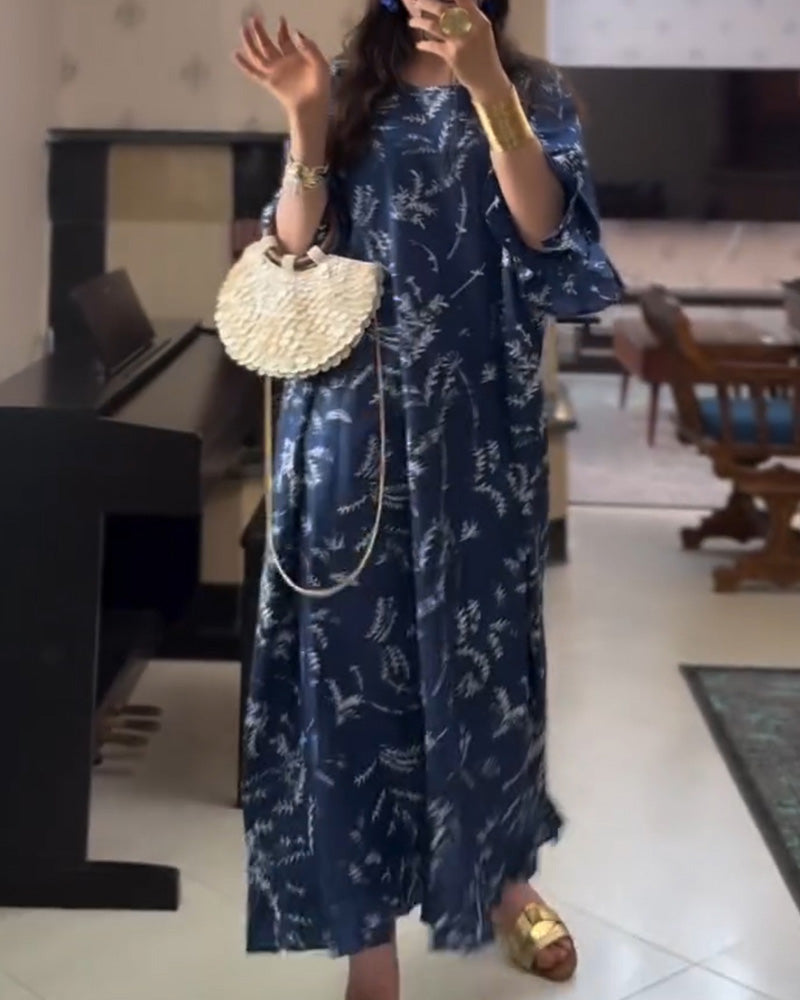 Klänning Enkel Tryckt Lång