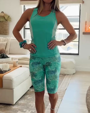 Tankini Tryckt Tankstil Bermudashorts