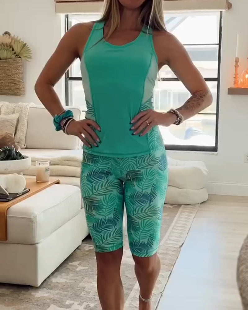 Tankini Tryckt Tankstil Bermudashorts