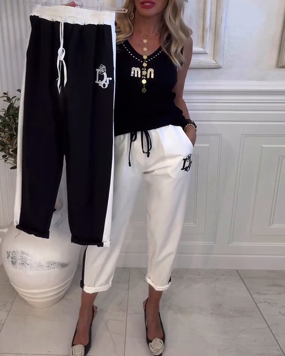 Byxor casual slim fit elastisk dragsko