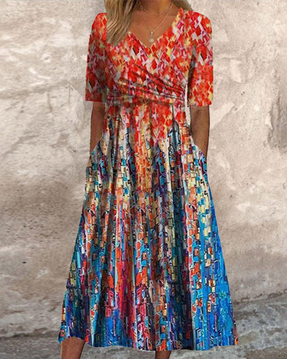 Resortklänning med V-ringad ficka