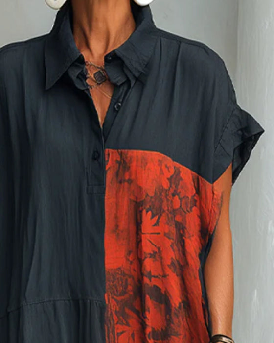 Klänning Slag Tryck Lös Skjorta