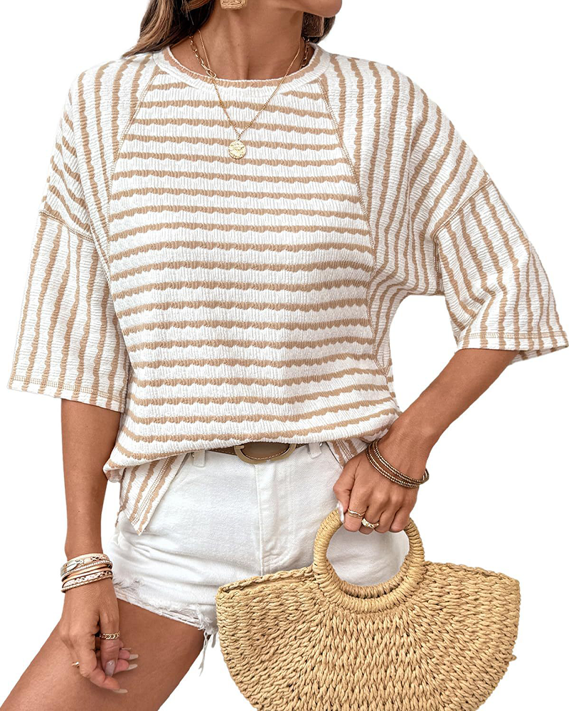 Mångsidig Randad Kortärmad T-Shirt