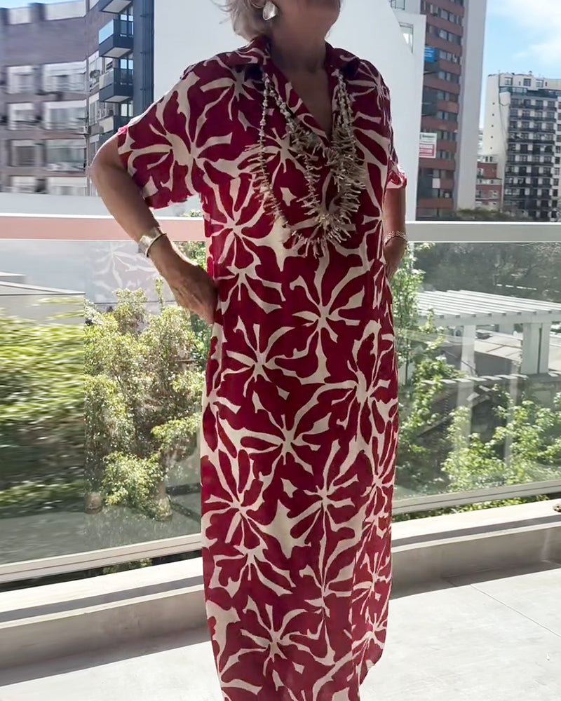 Klänning Stilig Kortärmad Tryckt