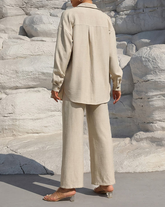 Set Lång Ärm Casual Solid
