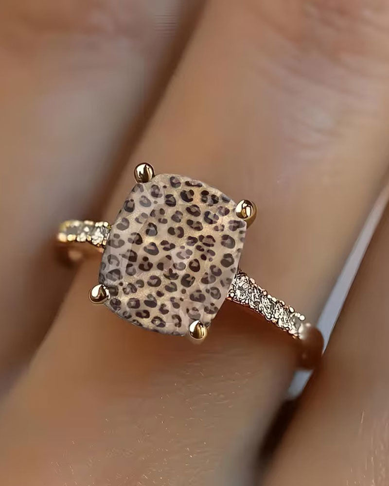 Ring Leopardtryck Fyrkantig Statement