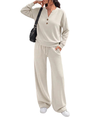 Set Lång Ärm Topp Bredben Byxor