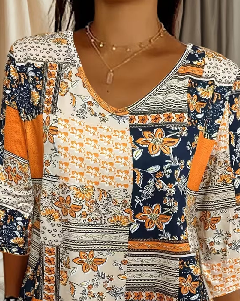 Topp Vintage Blommigt Tryck