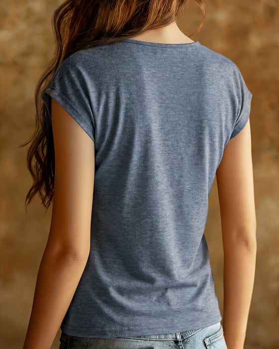 T-Shirt Patchwork V-Hals Spets Kontrast