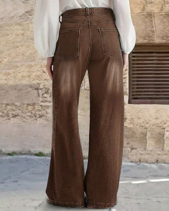 Jeans Multi-Knapp Tvättad Lös