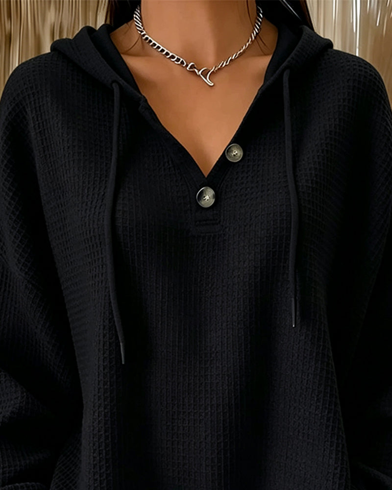 Sweatshirt Avslappnad Enfärgad Snörlina
